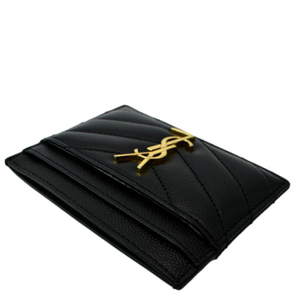 YVES SAINT LAURENT Monogram Grain Leather Card Case Black