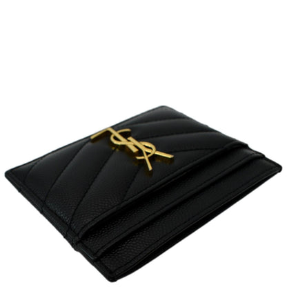 YVES SAINT LAURENT Monogram Grain Leather Card Case Black