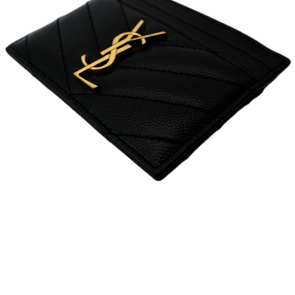 YVES SAINT LAURENT Monogram Grain Leather Card Case Black