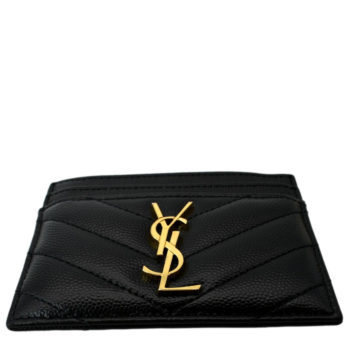 YVES SAINT LAURENT Monogram Grain Leather Card Case Black