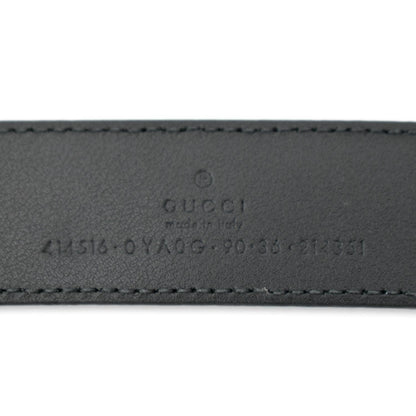 GUCCI Double G Buckle Leather Belt Black 414516