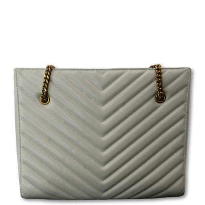 YVES SAINT LAURENT Tribeca Medium Leather Shoulder Bag White