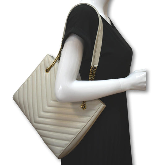YVES SAINT LAURENT Tribeca Medium Leather Shoulder Bag White