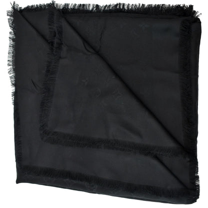 Louis Vuitton Monogram Shawl Black Silk