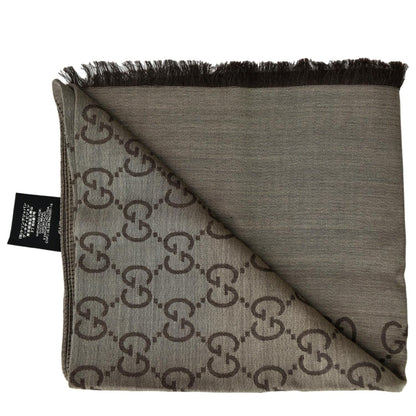Gucci GG Wool Silk Scarf Tan