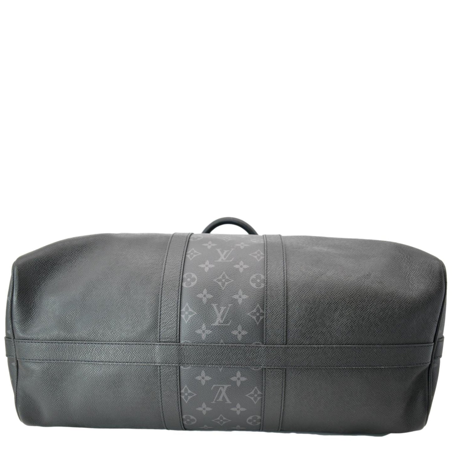 LOUIS VUITTON Keepall 50 Bandouliere Monogram Taiga Leather Travel Bag Black