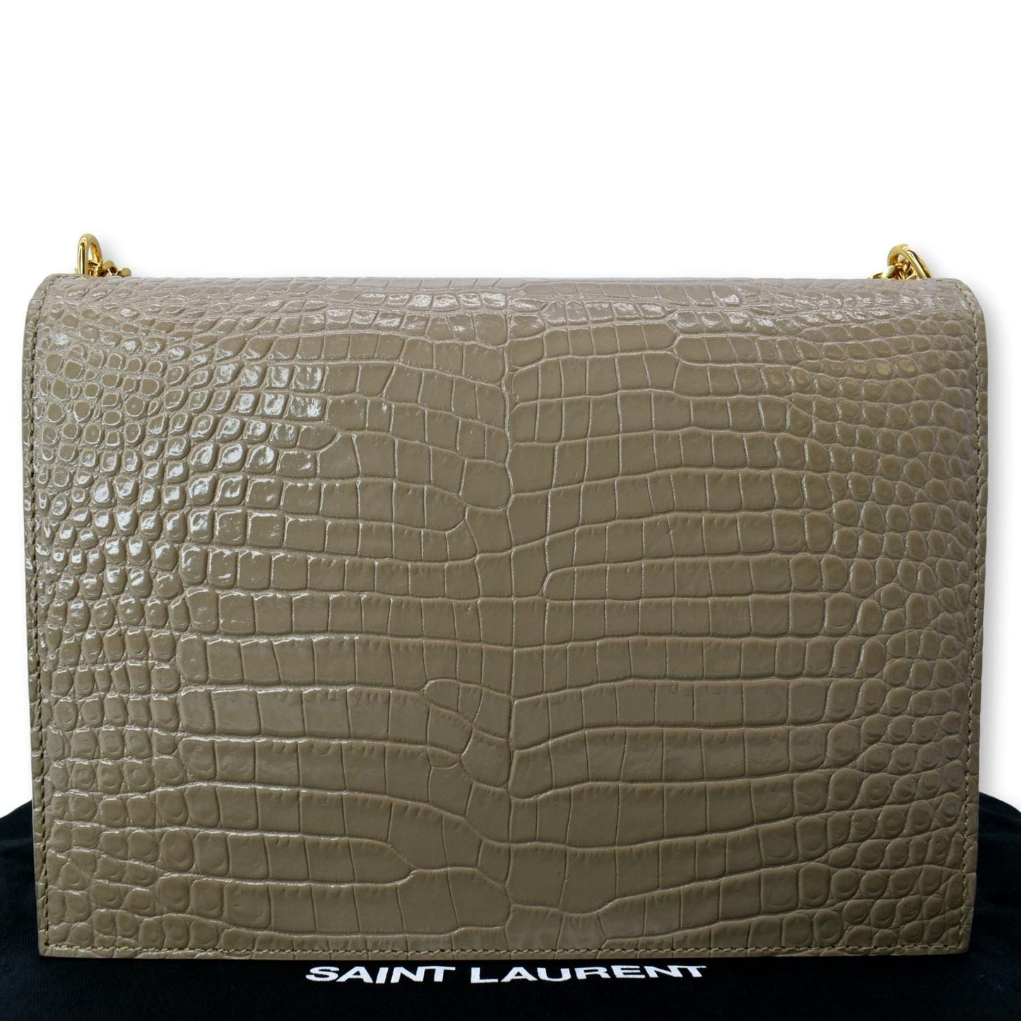 YVES SAINT LAURENT Cassandra Top Handle Embossed Shoulder Bag Beige