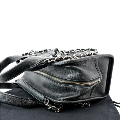 CHANEL Deauville Small Shopping Leather Tote Bag Black