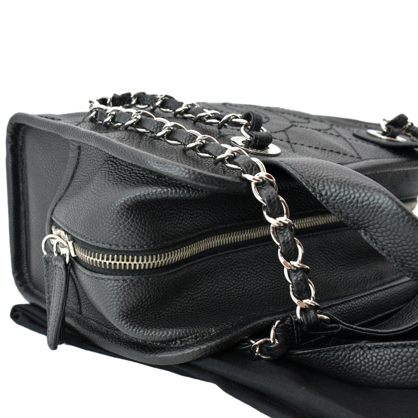 CHANEL Deauville Small Shopping Leather Tote Bag Black