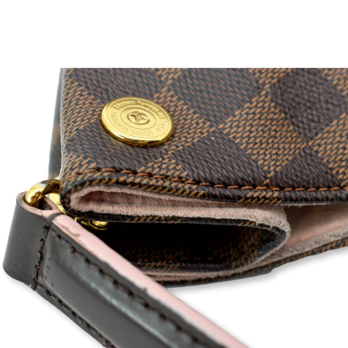 LOUIS VUITTON Caissa Damier Ebene Hobo Bag Rose Ballerine