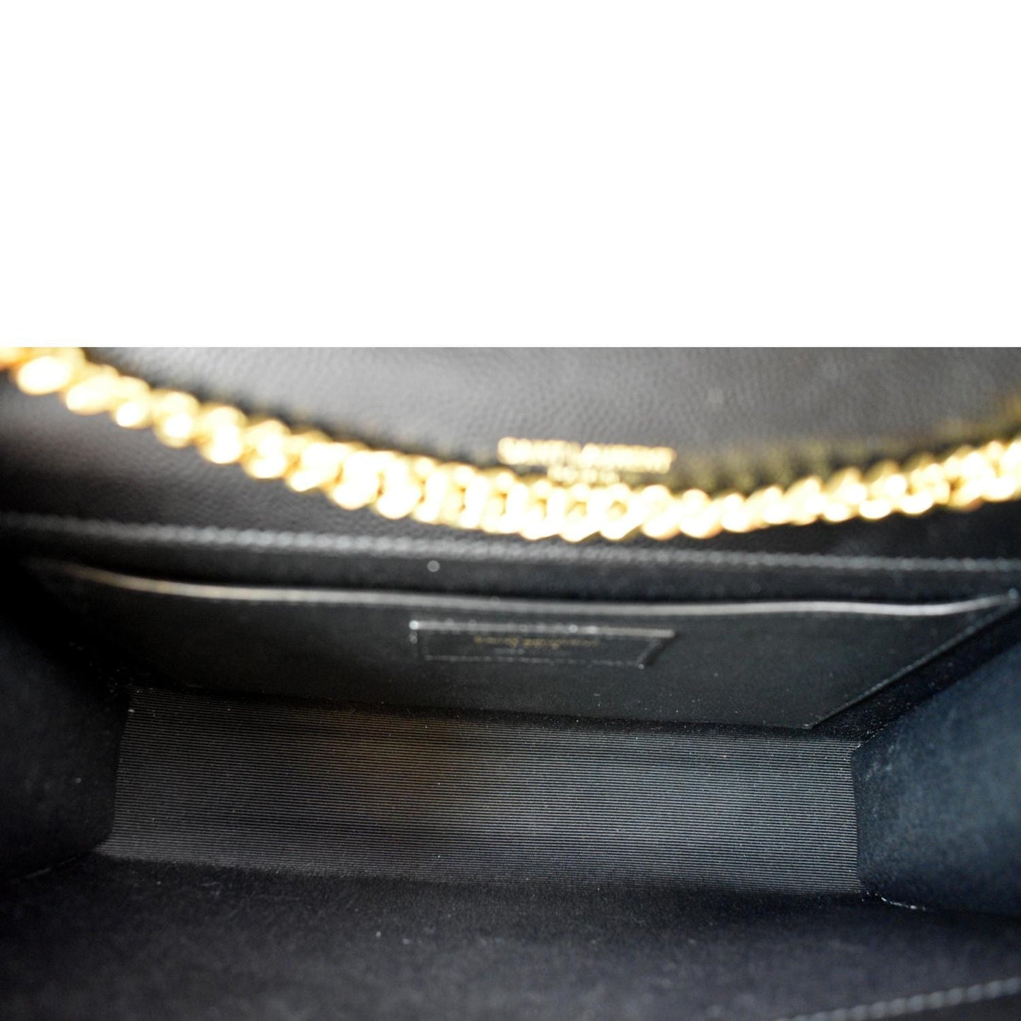 YVES SAINT LAURENT Kate Leather Gold Chain Clutch Crossbody Bag Black