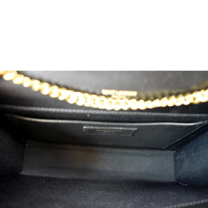 YVES SAINT LAURENT Kate Leather Gold Chain Clutch Crossbody Bag Black