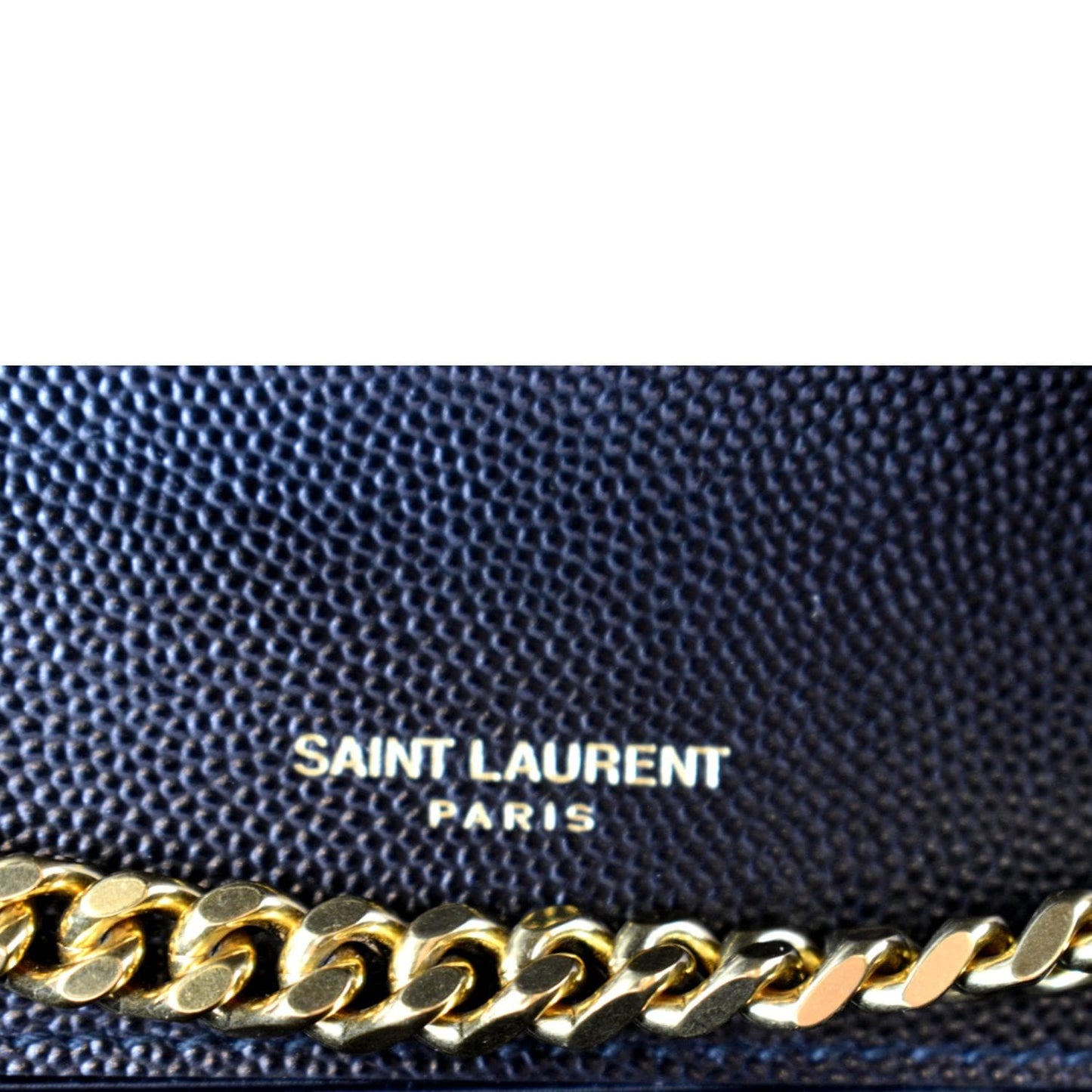 YVES SAINT LAURENT Kate Leather Gold Chain Clutch Crossbody Bag Black