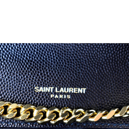 YVES SAINT LAURENT Kate Leather Gold Chain Clutch Crossbody Bag Black