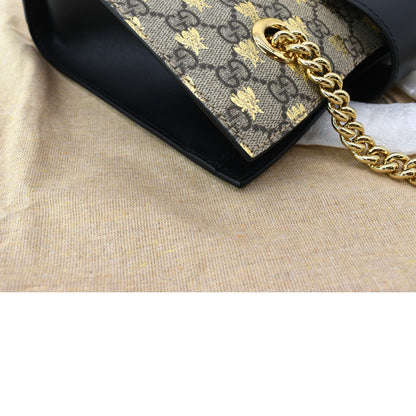 Gucci Ophidia Bees Padlock Small GG Supreme Canvas Tote Bag Beige 498156