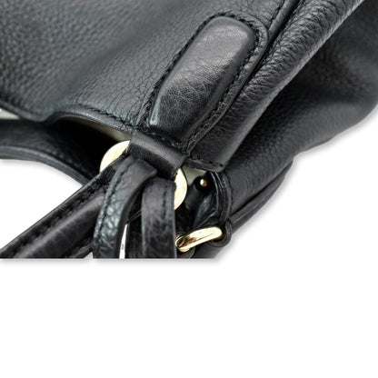 GUCCI Soho Small Pebbled Leather Shoulder Bag Black 336751