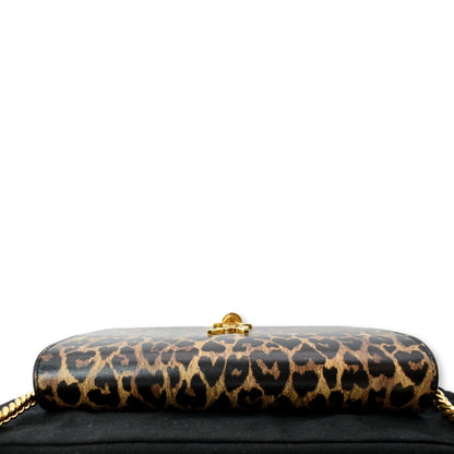 YVES SAINT LAURENT Kate Monogram Leopard Print Shoulder Bag Black - New Year Deals