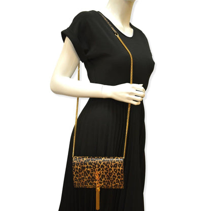 YVES SAINT LAURENT Kate Monogram Leopard Print Shoulder Bag Black - New Year Deals