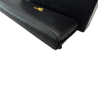 PRADA Continental Flap Leather Long Wallet Black