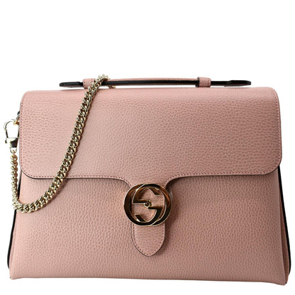 GUCCI Dollar Interlocking G Medium Calfskin Leather Shoulder Bag Soft Pink 510306