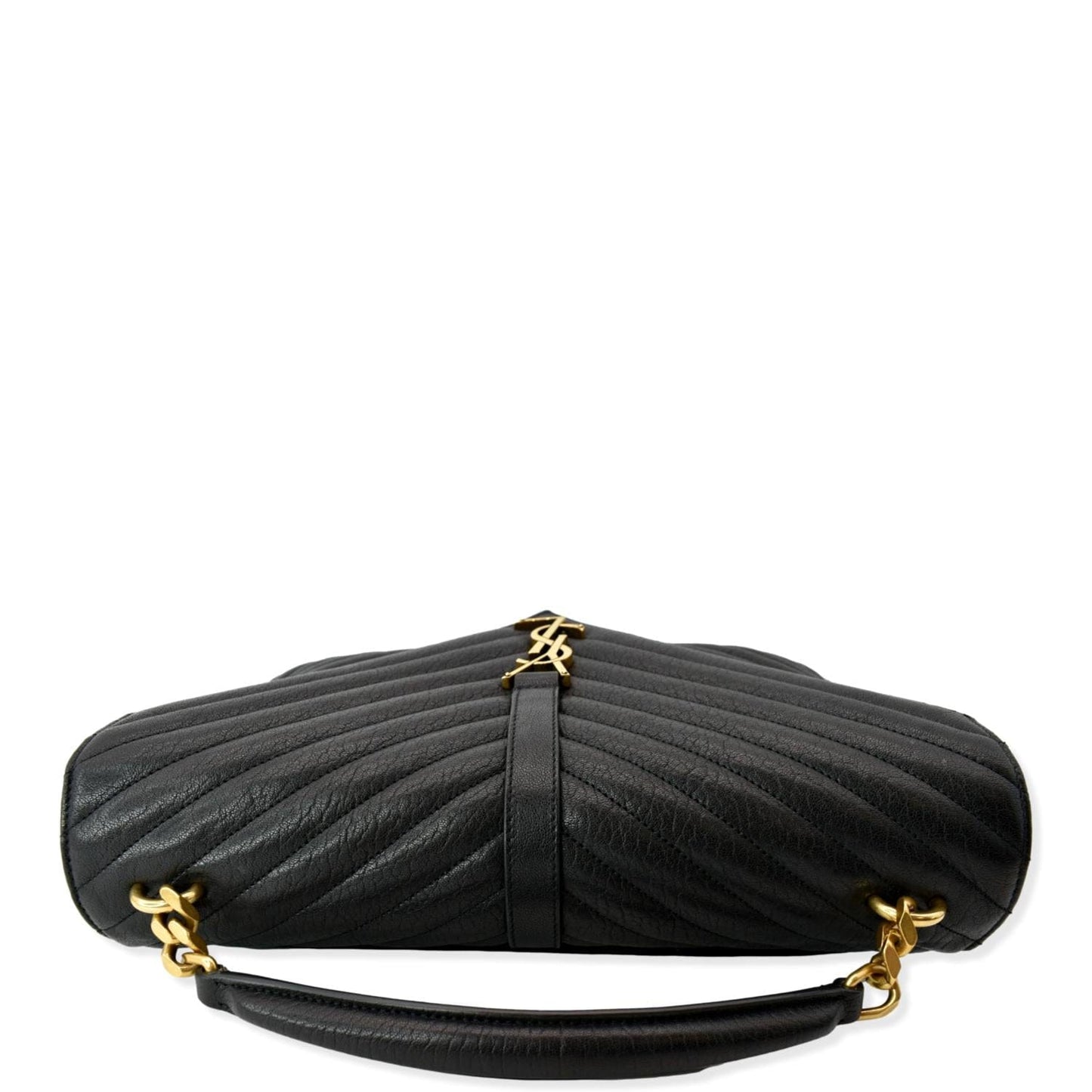 YVES SAINT LAURENT College Large Flap Matelassé Leather Shoulder Bag Black