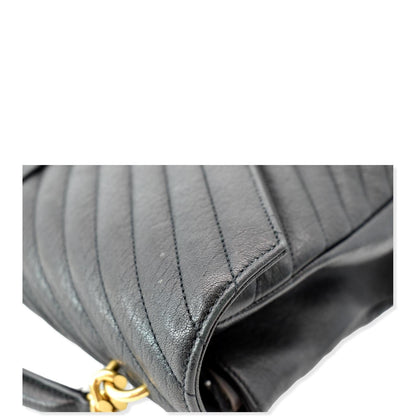 YVES SAINT LAURENT College Large Flap Matelassé Leather Shoulder Bag Black