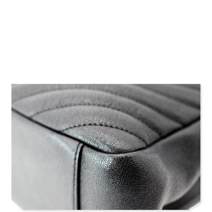 YVES SAINT LAURENT College Large Flap Matelassé Leather Shoulder Bag Black