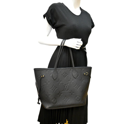 LOUIS VUITTON Neverfull MM Monogram Empreinte Tote Bag Black