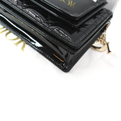 CHRISTIAN DIOR The Lady Dior Leather Chain Pouch Bag Black