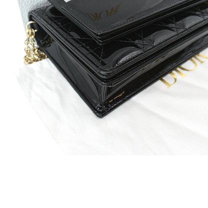CHRISTIAN DIOR The Lady Dior Leather Chain Pouch Bag Black
