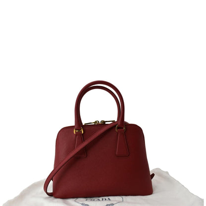 PRADA Lux Saffiano Leather Top Handle Satchel Bag Red
