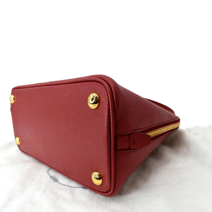 PRADA Lux Saffiano Leather Top Handle Satchel Bag Red