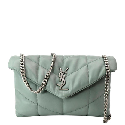 YVES SAINT LAURENT Small Loulou Puffer Leather Crossbody Bag Vert Opaline