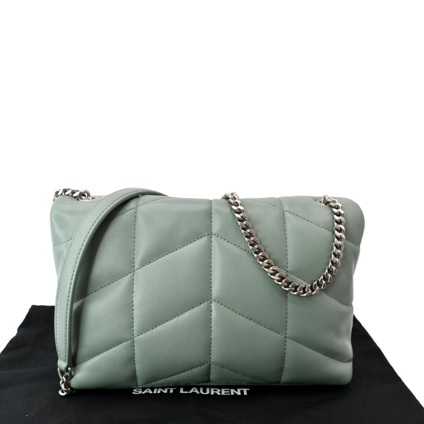 YVES SAINT LAURENT Small Loulou Puffer Leather Crossbody Bag Vert Opaline