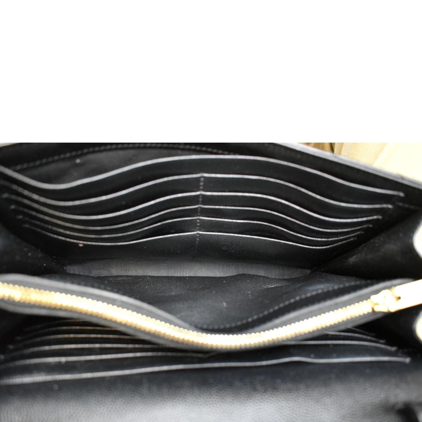 Yves Saint Laurent Embossed Leather Wallet on Chain Shoulder Bag Black