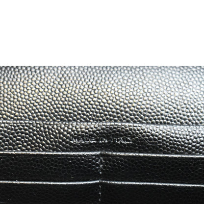 Yves Saint Laurent Embossed Leather Wallet on Chain Shoulder Bag Black