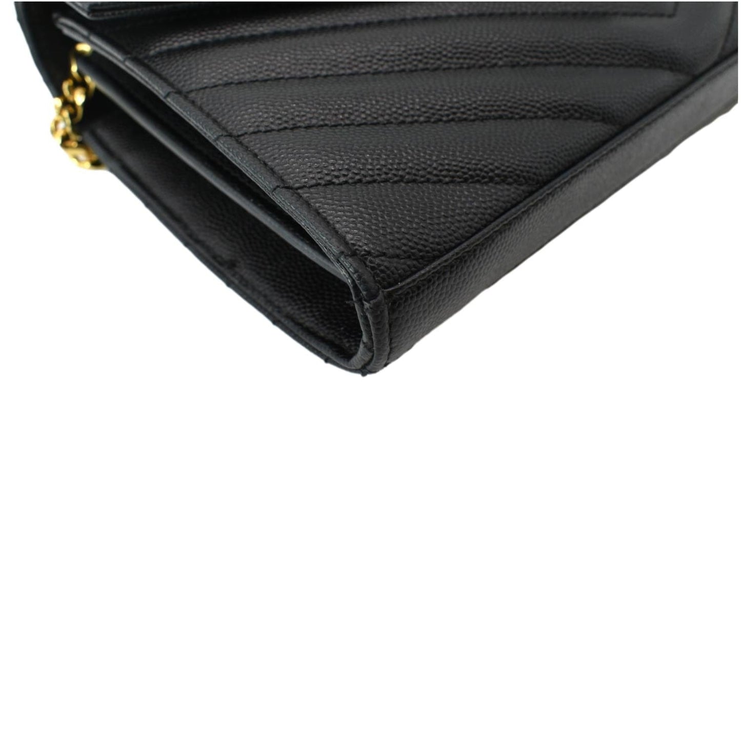 Yves Saint Laurent Embossed Leather Wallet on Chain Shoulder Bag Black