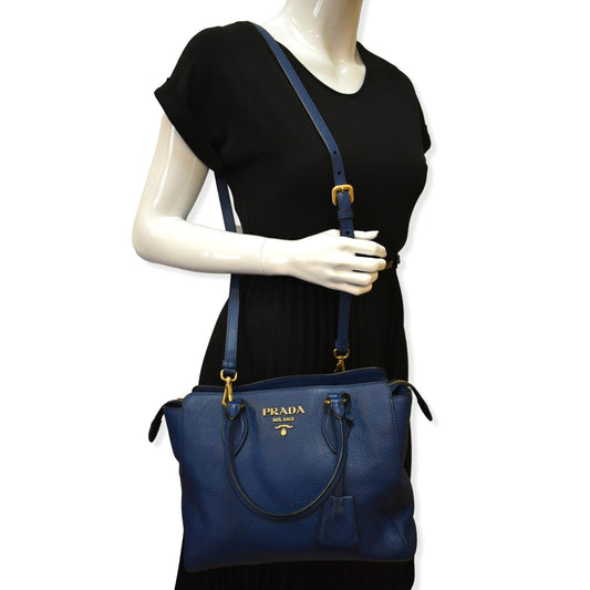 PRADA 2way Leather Tote Shoulder Bag Blue 1BA205 - 10% Off