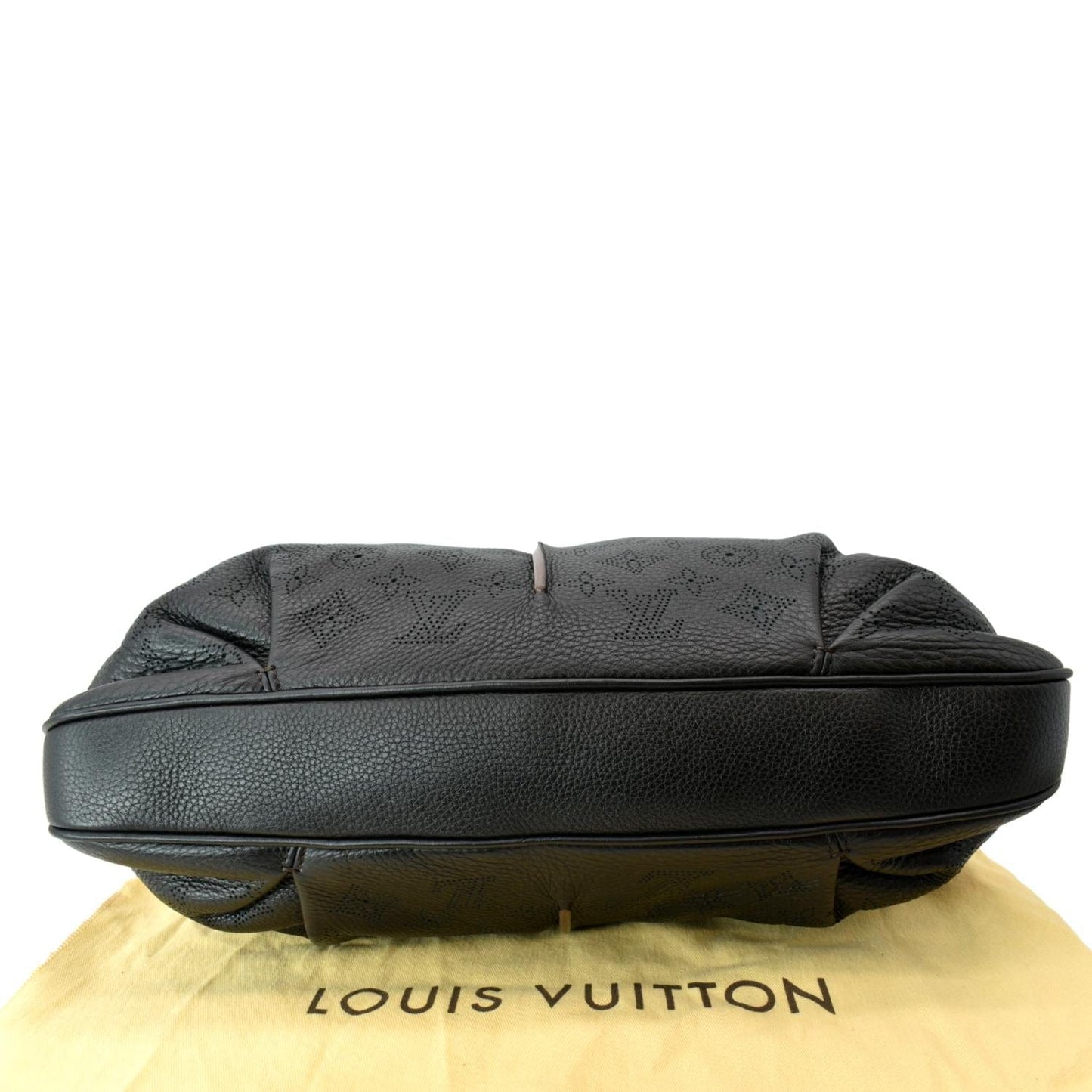 Louis Vuitton Selene MM Mahina Leather Tote Shoulder Bag Black Noir