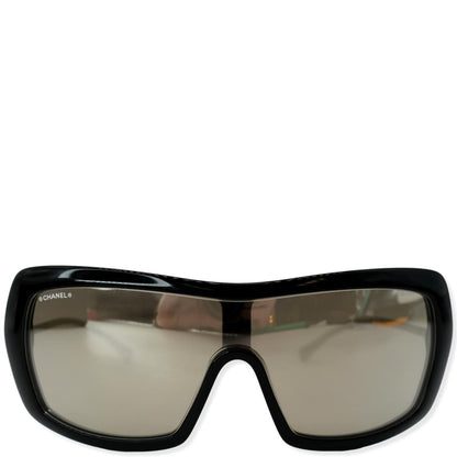 CHANEL Shield Acetate Sunglasses Metallic Lens