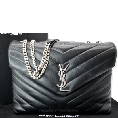 YVES SAINT LAURENT Medium Loulou Matelasse Leather Chain Shoulder Bag Black