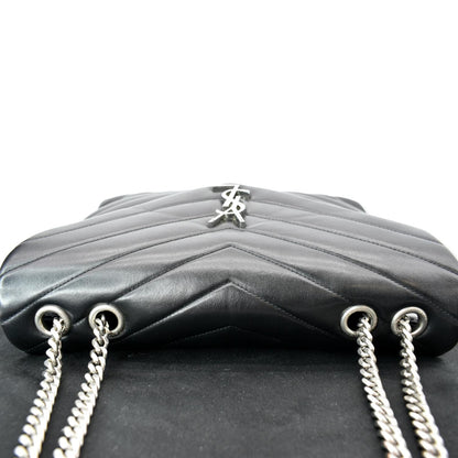 YVES SAINT LAURENT Medium Loulou Matelasse Leather Chain Shoulder Bag Black