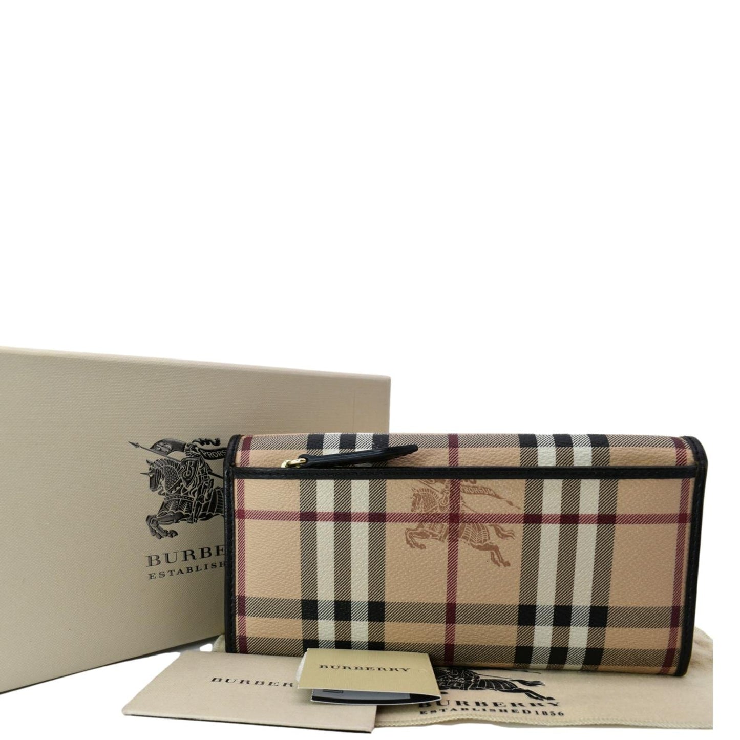 BURBERRY Continental Haymarket Check Leather Wallet Dark Brown
