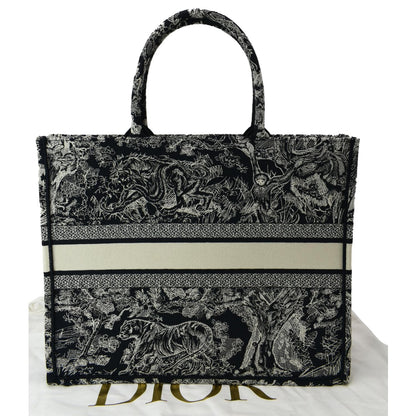 CHRISTIAN DIOR Book Medium Toile De Jouy Reverse Embroidery Tote Bag Blue
