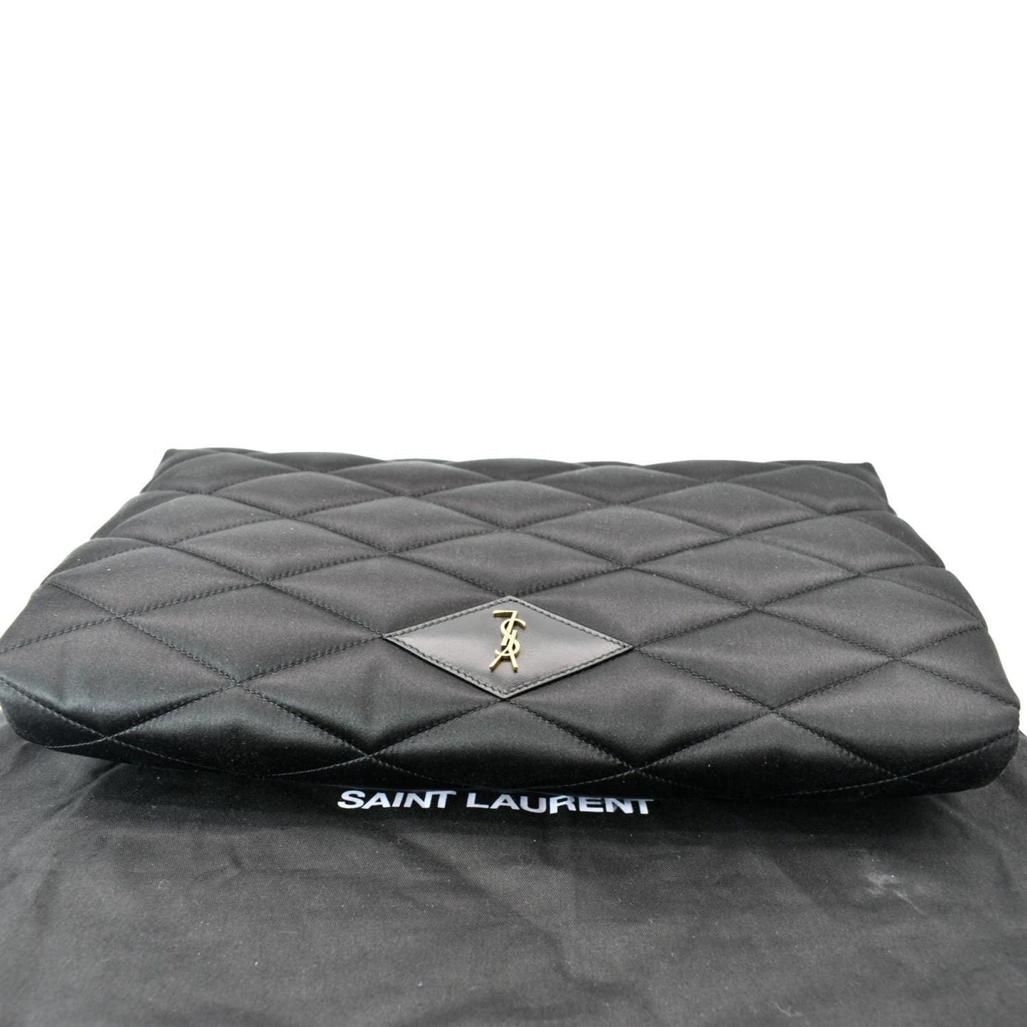 YVES SAINT LAURENT Sade Large Satin Clutch Black