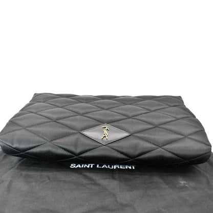 YVES SAINT LAURENT Sade Large Satin Clutch Black
