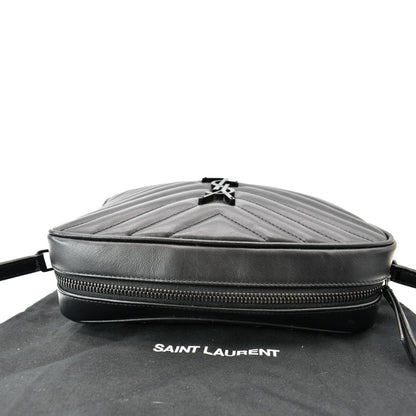 YVES SAINT LAURENT Lou Chevron Leather Camera Crossbody Bag Black