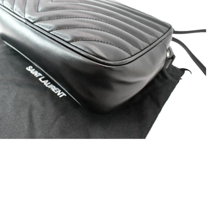 YVES SAINT LAURENT Lou Chevron Leather Camera Crossbody Bag Black