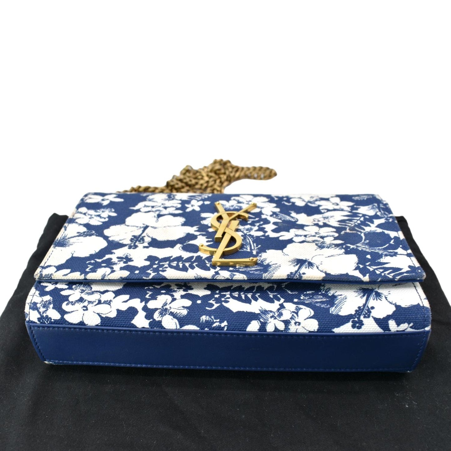 YVES SAINT LAURENT Kate Floral Print Canvas Shoulder Bag Blue