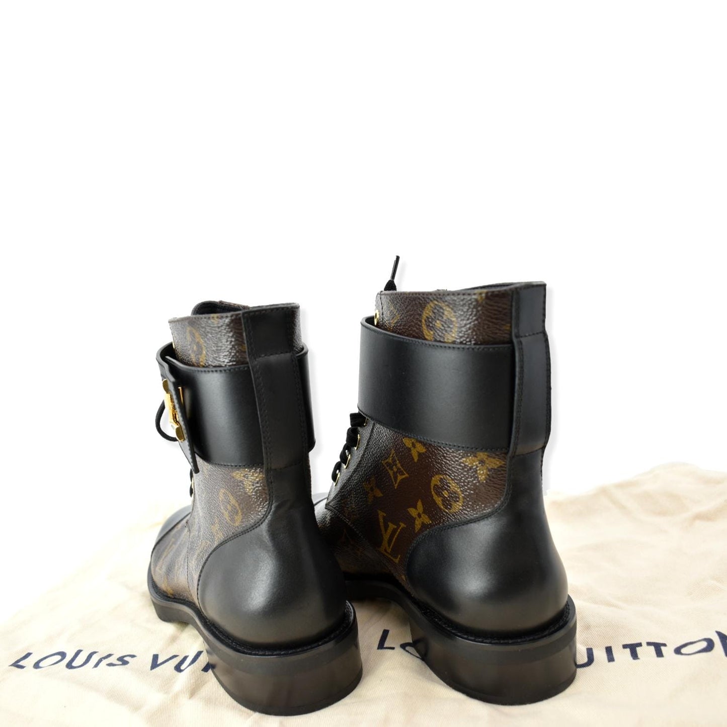 LOUIS VUITTON Wonderland Flat Ranger Patent Monogram Canvas Boot